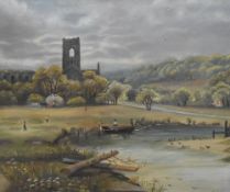 M I Bailey, early 20th century English school oil on canvas, 'Kirkstall Abbey' signed lower left,