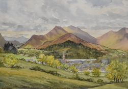 Local interest* Monica Barry (British 1917-2014) watercolour '(Springtime) Fells round Keswick'
