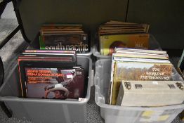 4 boxes of 12' and 7' mixed genre records, to include South Pacific, Best of British Brass, The Land