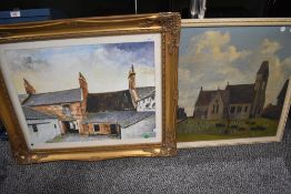 J.Dykes (20th Century, British), acrylic on board, 'Ayr, Tam O' Shanter Museum, Back Courtyard',