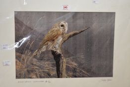 A mounted print after John Mac entitled Barn Owl, Tito Alba SP 5/10 54cm x 41cm