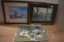 A framed print depicting Buttermere after Heaton Cooper mounted framed and glazed 36cm x 29cm sold