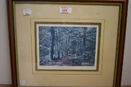 After K Melling (Eng) print, Towards Elterwater, signed in pencil by artist numbered 227/750, framed