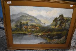 After Louis Bosworth Hurt (1856-1929) print, label to bottom Highland Glen, framed and glazed,