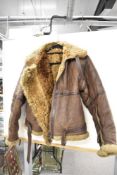 World War Two period Royal Air Force sheepskin and leather flying jacket, believed to have