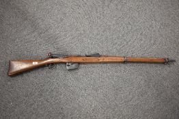 A Swiss Schmidt Rubin 1889 Rifle 7.5 x 53.5 Calibre, serial number in two places 204126 also on