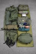 Military folding 'sleep-easy' ground cover, tent with waterproof covers, sleeping bag, waterproof