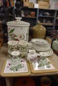 A selection of Portmeirion china including bread crock, mugs and plates etc.