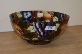 A Bursley ware fruit bowl, decorated with grapes and foliage, makers mark to base, w23cm