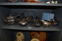 A Mappin and Webb three-piece Princess Plate teaset, comprising teapot, sugar and cream, sold