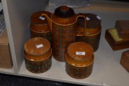 A Hornsea Bronte pattern part tea service, comprising of tea pot and 4 lidded jars, ( 5 )