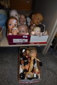 A mixed selection of dolls/puppets heads etc.