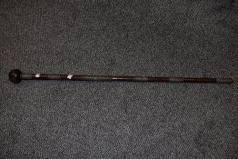 A South African Zulu tribal wire bound knobkerrie, of traditional form with six bands of bound