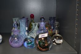 A group of perfume bottles, vase's and paperweights, to include (eleven Caithness glass perfume