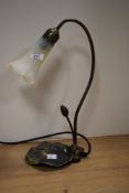 A vintage art-deco style table lamp, measuring 41cm tall.