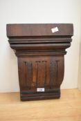 A solid mahogany corbel carved with triple cornice mouldings, h33cm