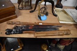 An African tribal hardwood spear having carved figure handle, L93cm, sold alongside 5 others of