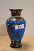 An attractive Chinese cloisonné enamel baluster vase, decorated with blossoms and repeating