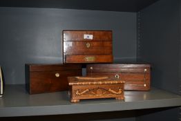 A 19th century mahogany box, of rectangulr form with hinged lift-up cover enclosing the now vacant