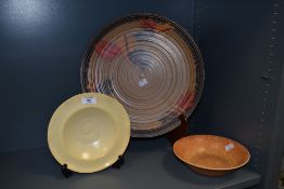 An attractive 1930's Royal Lancastrian pottery bowl, of dishes circular form with slightly crimped