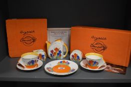 A Clarice Cliff Limited Edition 'Tea For Two' tea service, pattern 01443 A, comprising of cups and