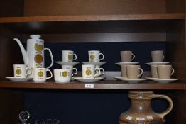 A J&G Meakin Studi Amulet pattern coffee set, comprising six cups, six saucers, coffee pot, sugar
