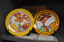 A Clarice Cliff Wedgwood Limited Edition plate, number 221 p, Bridgewater pattern , having box