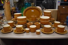 A large Hornsea Saffron pattern dinner service, decorated with geometrical floral patterns on a