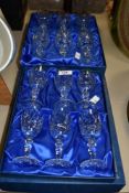 Two boxes of Edinburgh 'Balmoral' crystal wine glasses, ( 12 ).