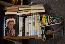 A box containing various books, to include John Mortimer and autobiography, ect.