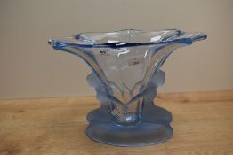 A Walther and Sohne Art Deco style glass vase having two frosted female figures either side, w