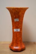 A Pilkington Royal Lancastrian octagonal pottery vase having orange mottled glaze, impressed marks
