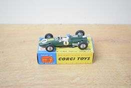 A Corgi Toys Die-cast, 155 Lotus-Climax Formula 1 Racing Car, green no 1, in complete card box, very