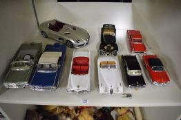 Nine mixed scale Die-casts, 1:18 scale Road Tough 1959 Chevrolet Impala Used, Road Signature 1959