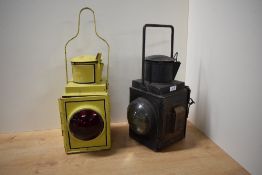 Two BR Oil Signal Lamps, Two lens clear and red marked BR with burner present and later marked