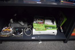 Two Games Consoles, Sega Playstation with controllers, power supply and Games Discs, Red Alert,