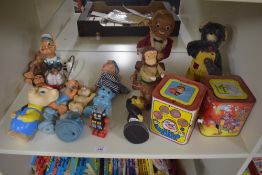 Vintage Toys, Mattel and Burbank tin plate and mechanical Boxes, battery operated Bar Tender, Alps
