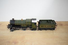 A Hornby clockwork 0 Gauge 4-4-0 Great Western Loco & Tender, County of Bedford 3821 in