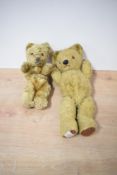 Two mid 20th century Jointed Teddy Bears, Chad Valley yellow plush Bear having plastic eyes,
