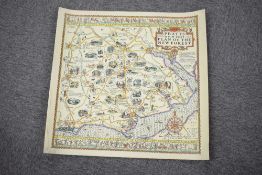 A E Taylor, Pratt's High Test Plan of the New Forest, original lithograph pictorial map, 66cm x
