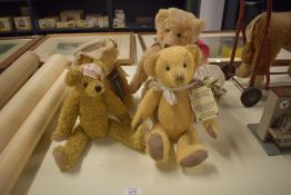 Four modern Jointed Teddy Bears, HM Bears 28cm and 40cm, My Old Replica by Iris & Ches Chesney, 32cm