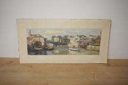 A Carriage Coloured Print, after Gyrth Russell R.I., S.M.A, The River Ouse, York, 51cm x 26cm