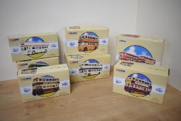 Nine modern Corgi Classics (china) Die-casts, 97233 Leyland Atantean Open Top, 97853 Bristol K6A