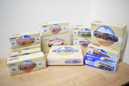 Fifteen modern Corgi Classics (china) Die-casts, 97053 Burlingham Seagull/AEC York Brothers,