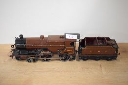 A Hornby clockwork 0 Gauge 4-4-0 LMS Loco & Tender, No 2 Special Compound 1185, in traditional
