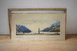 A Carriage Coloured Print, after W.Douglas Macleod, Loch Shiel, Western Highlands, 51cm x 26cm, with