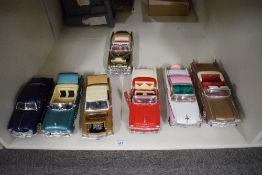 Seven 1:18 scale Die-casts, Mira 1949 Ford, 1955 Buick Century, 1964 Ford Mustang 1/2, Road