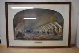 A Chromolithograph, Metropolitan Railway late 19th century, Baker Street, brightly coloured, 59cm
