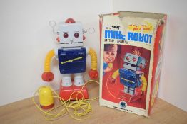 A Tomy Company Inc (japan) TP-705 battery operated and tin plate Mike Robot, wityh remote control on