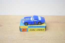 A Corgi Toys Die-cast, 324 Marcos 1800 GT with Volvo Engine, blue no 6, in complete card box, very
